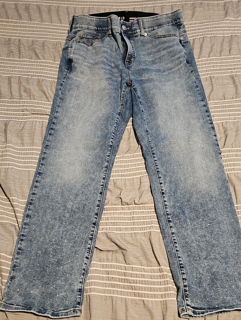 torrid Light Blue Straight Jeans with Rhinstones
